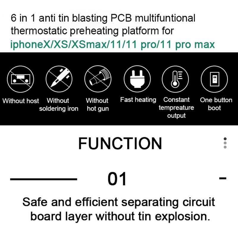 BAKU BA-676 110V-120V Multifuntional PCB IC Glue Remove Thermostatic Heating Platform for iPhone X /