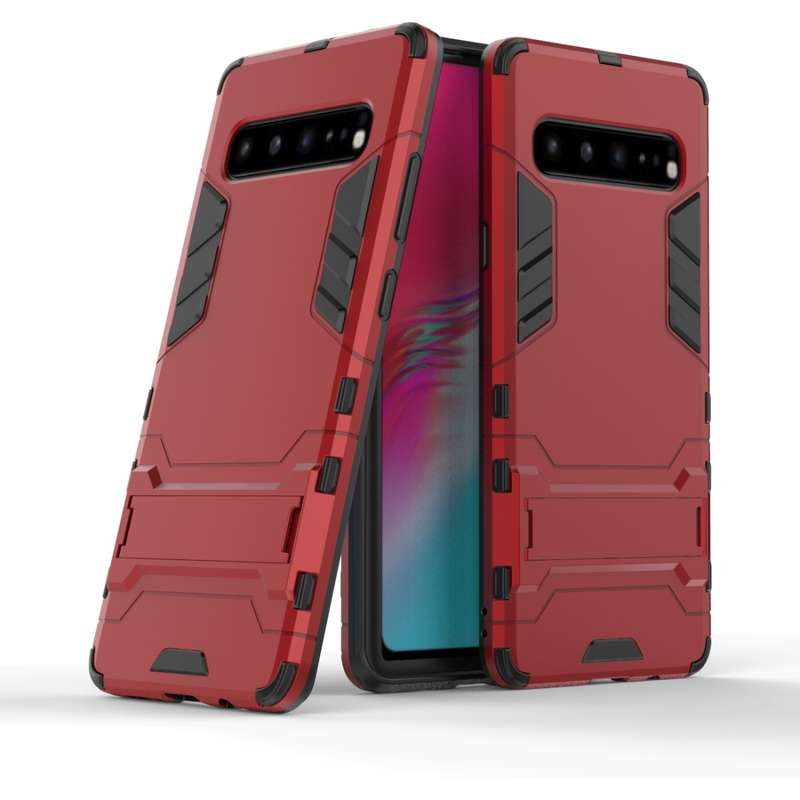 Shockproof PC + TPU Case for Galaxy S10 5G, with Holder(Navy Blue)
