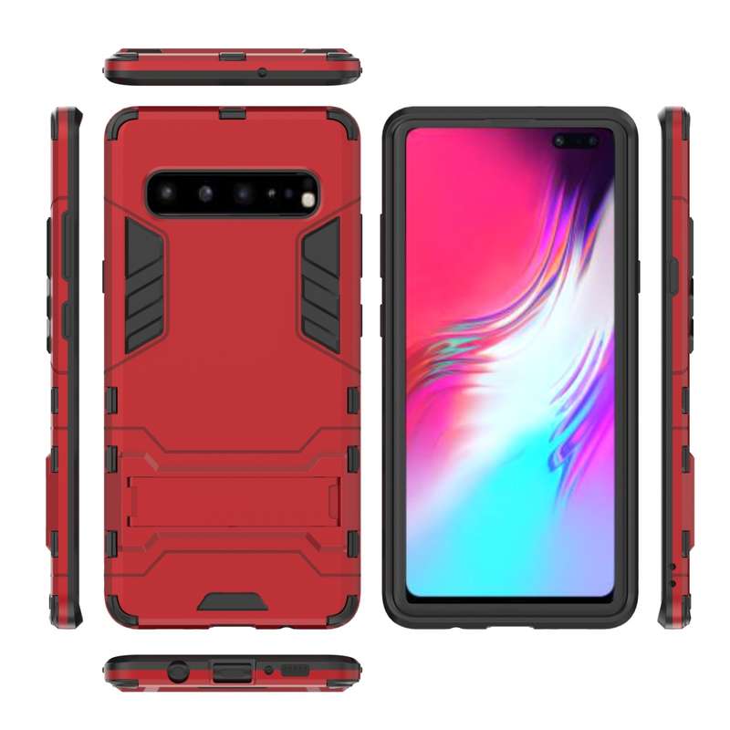 Shockproof PC + TPU Case for Galaxy S10 5G, with Holder(Navy Blue)