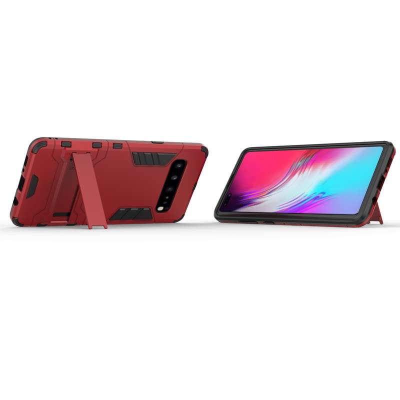 Shockproof PC + TPU Case for Galaxy S10 5G, with Holder(Navy Blue)