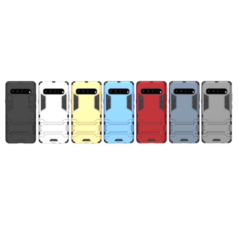 Shockproof PC + TPU Case for Galaxy S10 5G, with Holder(Navy Blue)