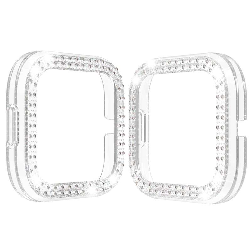 For Fitbit versa 2 PC Double-row Diamond-encrusted Protective Shell(Purple)