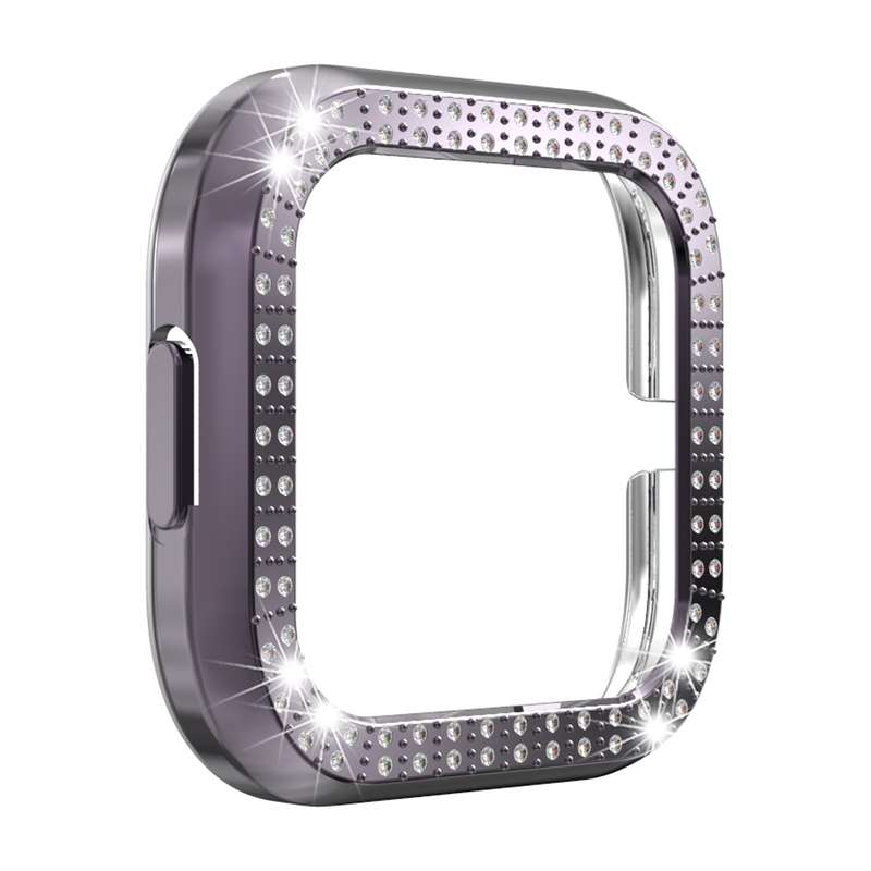 For Fitbit versa 2 PC Double-row Diamond-encrusted Protective Shell(Purple)