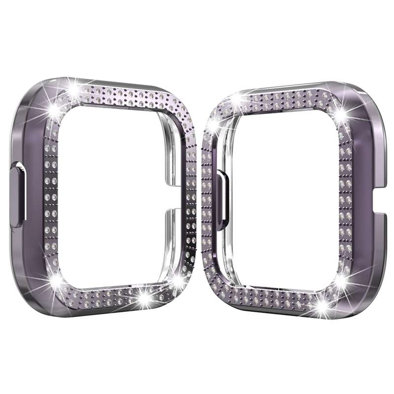 For Fitbit versa 2 PC Double-row Diamond-encrusted Protective Shell(Purple)