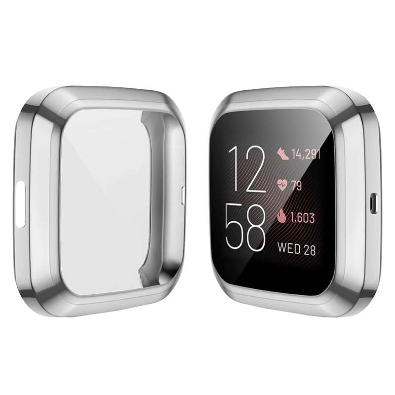For Fitbit versa 2 Plating TPU All-inclusive Protective Shell(Black)