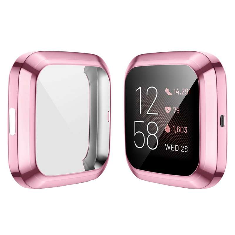 For Fitbit versa 2 Plating TPU All-inclusive Protective Shell(Black)