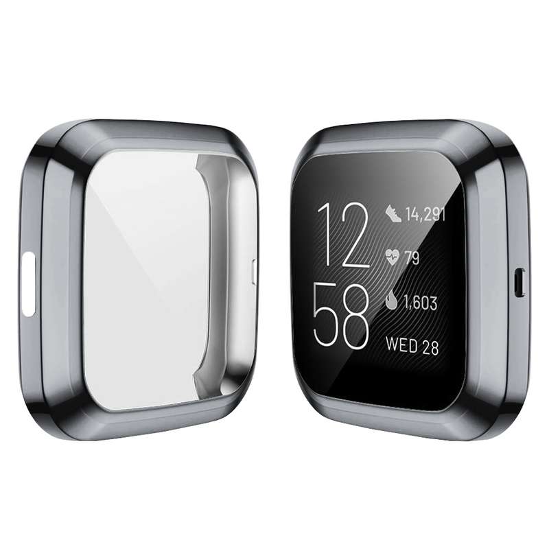 For Fitbit versa 2 Plating TPU All-inclusive Protective Shell(Black)