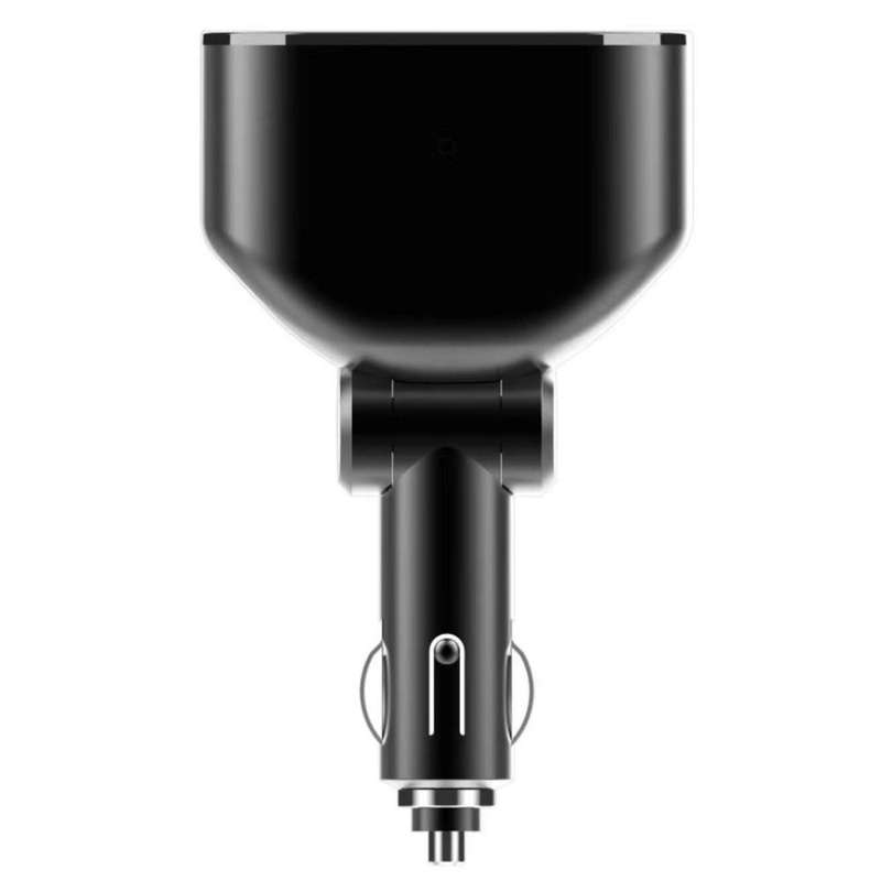 2 Cigarette Lighters + 2 USB Ports Multi-function Car Charger with Digital Display(Black)