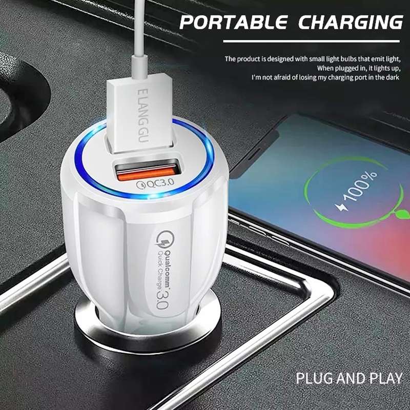Qc3.0 Dual USB 6A Vehicle Fast Charger / Mobile Phone Tablet Fast Charging(White)