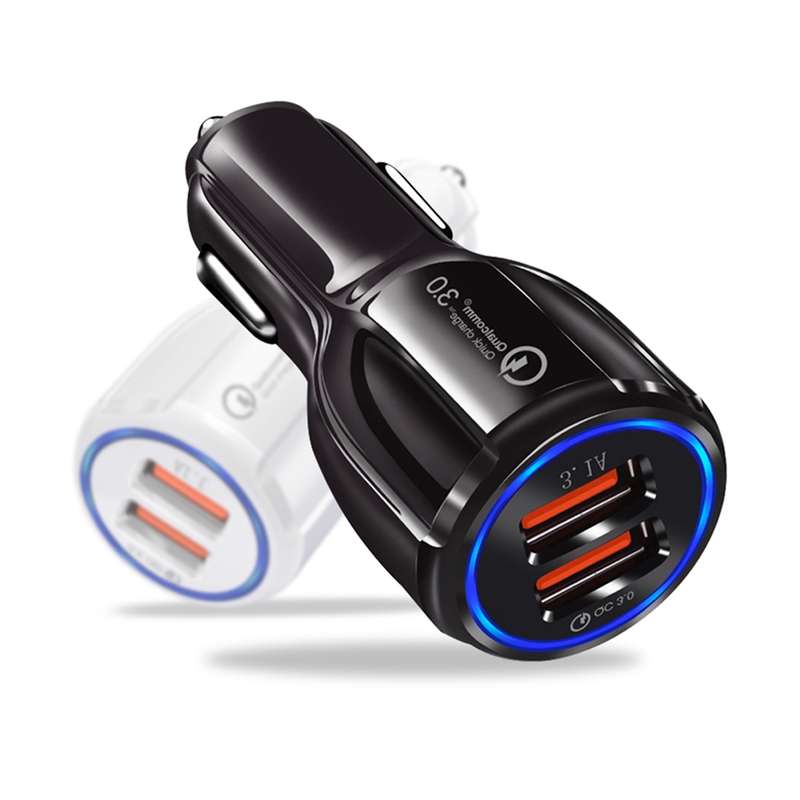 Qc3.0 Dual USB 6A Vehicle Fast Charger / Mobile Phone Tablet Fast Charging(White)