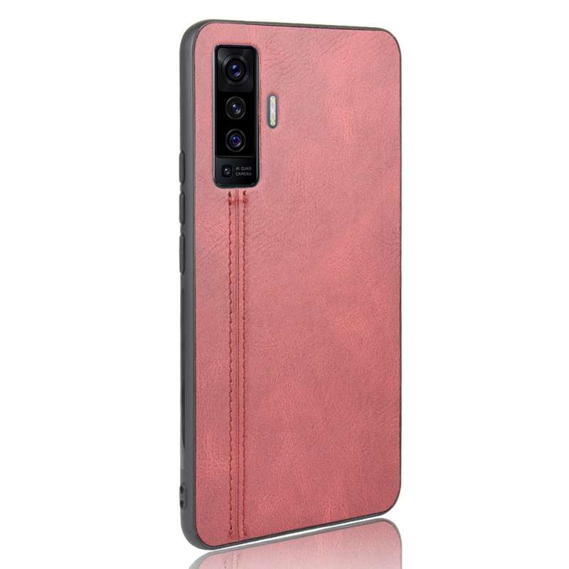 For Vivo X50 Shockproof Sewing Cow Pattern Skin PC + PU + TPU Case(Black)