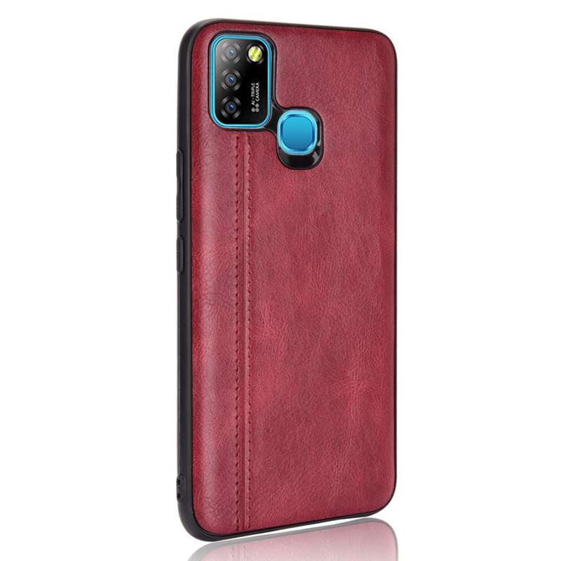 For Infinix Hot 10 Lite Shockproof Sewing Cow Pattern Skin PC + PU + TPU Case(Orange)