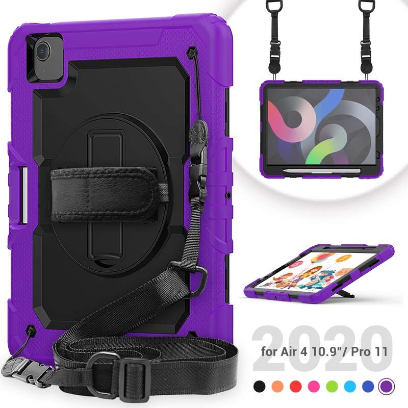 For iPad Air 2022 / 2020 10.9 Shockproof Black Silica Gel + Colorful PC Protective Case(Black)