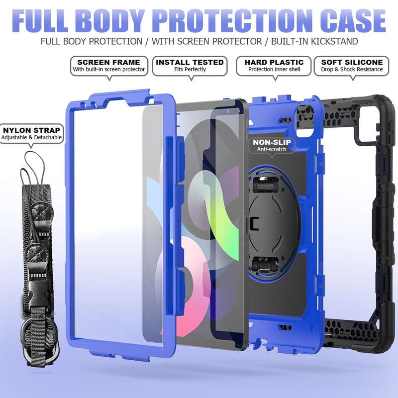 For iPad Air 2022 / 2020 10.9 Shockproof Black Silica Gel + Colorful PC Protective Case(Black)