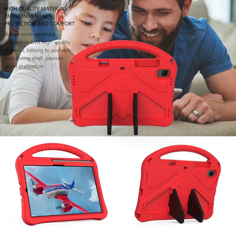 For Galaxy Tab S6 Lite P610/P615 EVA Flat Anti Falling Protective Case Shell with Holder(RoseRed)
