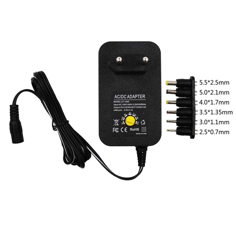 3V 4.5V 5V 6V 7.5V 9V 12V 2A 2.5A AC DC Adapter Adjustable Power Adapter Universal Charger Power Sup