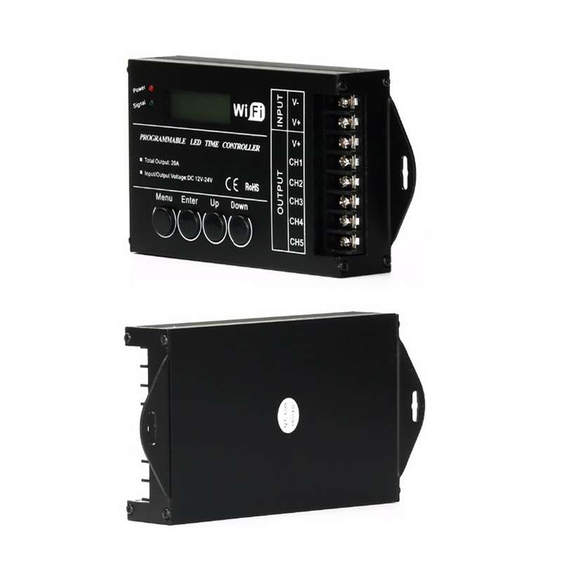 TC421 20A WiFi Programmable 5CH RGB LED Time Controller for Aquarium, Fish Tank, Plant Growth, DC 12