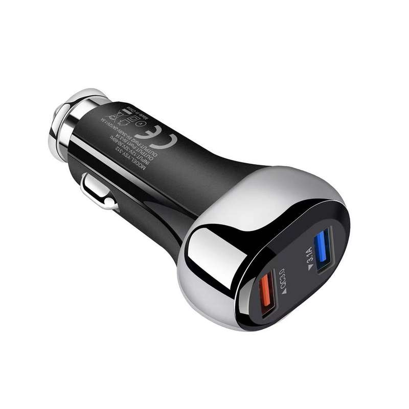 YSY-312 18W Portable QC3.0 Dual USB Mobile Phones and Tablet PCs Universal Car Charger(White)