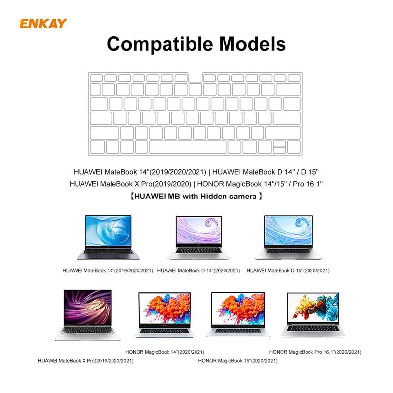 For Huawei MateBook D 14 inch / D 15.6 inch ENKAY Ultrathin Soft TPU Keyboard Protector Film, US Ver