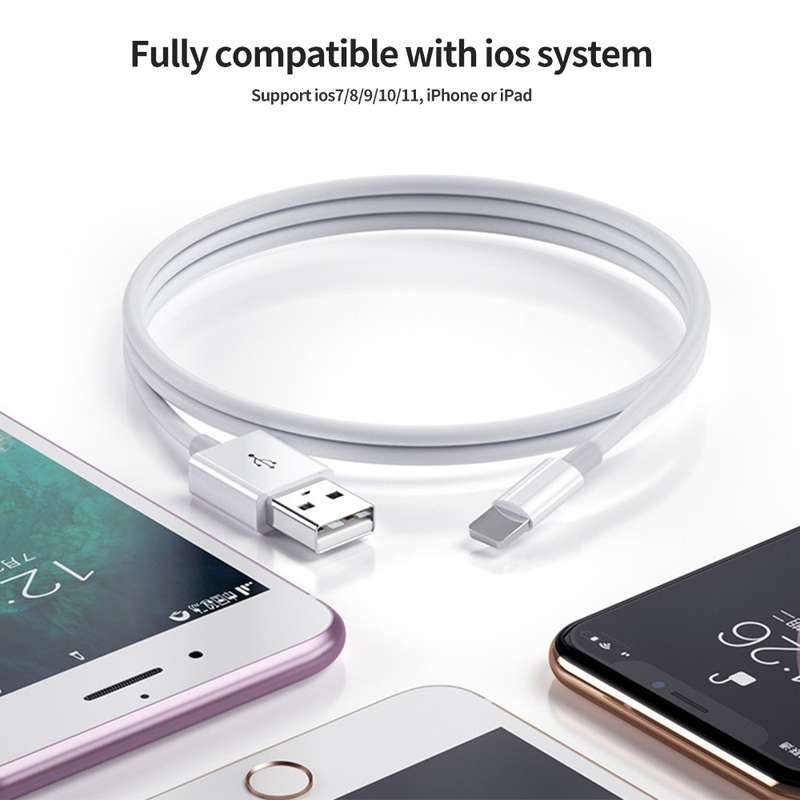 YSY-349 QC3.0 Dual Port USB Car Charger + 3A USB to 8 Pin Data Cable, Length: 1m(White)