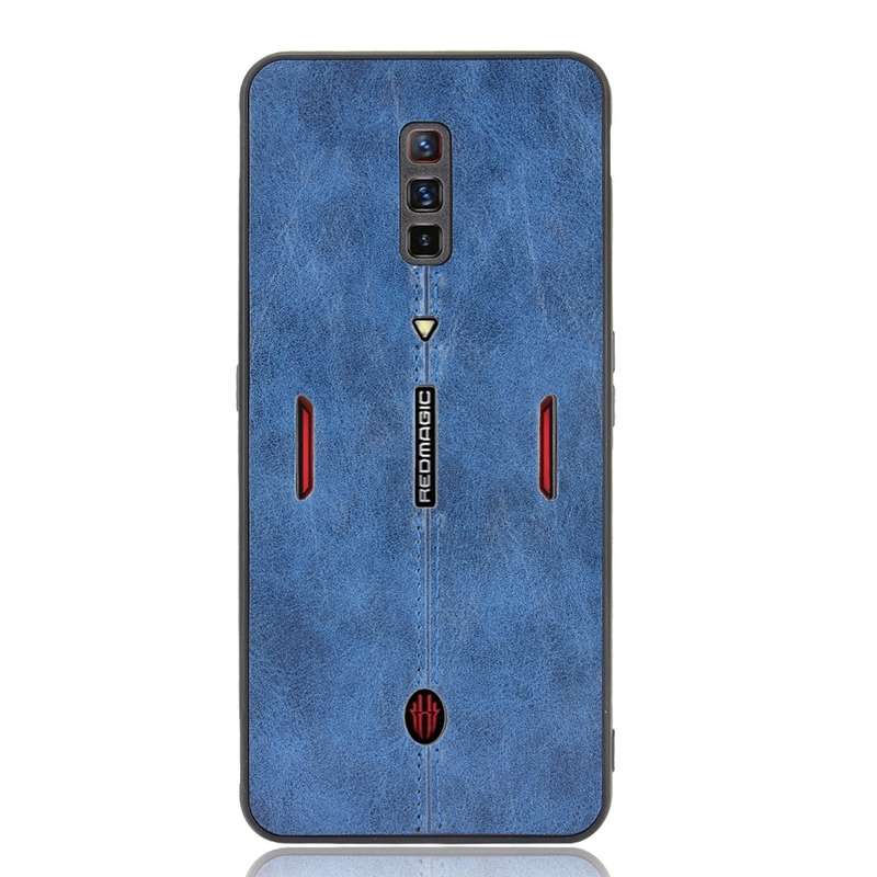For ZTE nubia Red Magic 6/Red Magic 6 Pro Shockproof Sewing Cow Pattern Skin PC + PU + TPU Case(Blue