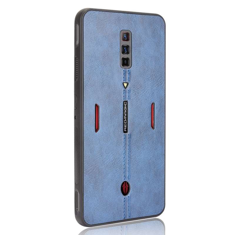 For ZTE nubia Red Magic 6/Red Magic 6 Pro Shockproof Sewing Cow Pattern Skin PC + PU + TPU Case(Blue