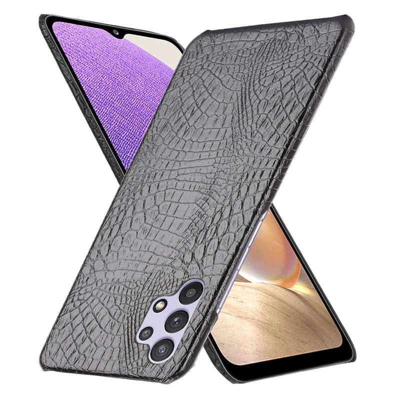 For Samsung Galaxy A32 4G European version Shockproof Crocodile Texture PC + PU Case(White)