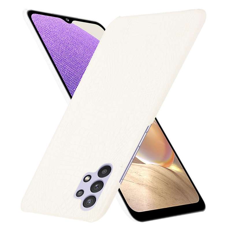 For Samsung Galaxy A32 4G European version Shockproof Crocodile Texture PC + PU Case(White)