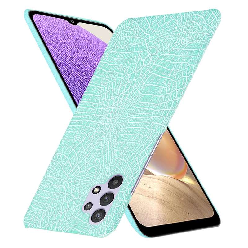 For Samsung Galaxy A32 4G European version Shockproof Crocodile Texture PC + PU Case(White)