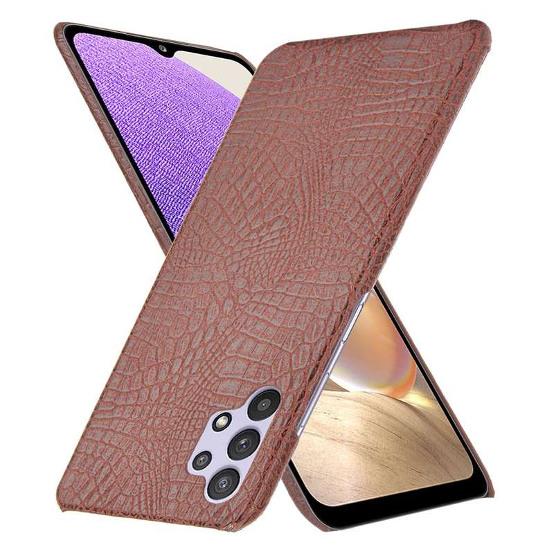 For Samsung Galaxy A32 4G European version Shockproof Crocodile Texture PC + PU Case(White)