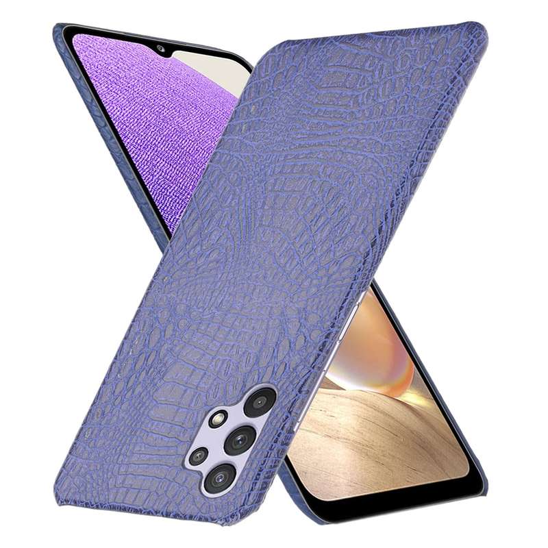 For Samsung Galaxy A32 4G European version Shockproof Crocodile Texture PC + PU Case(White)