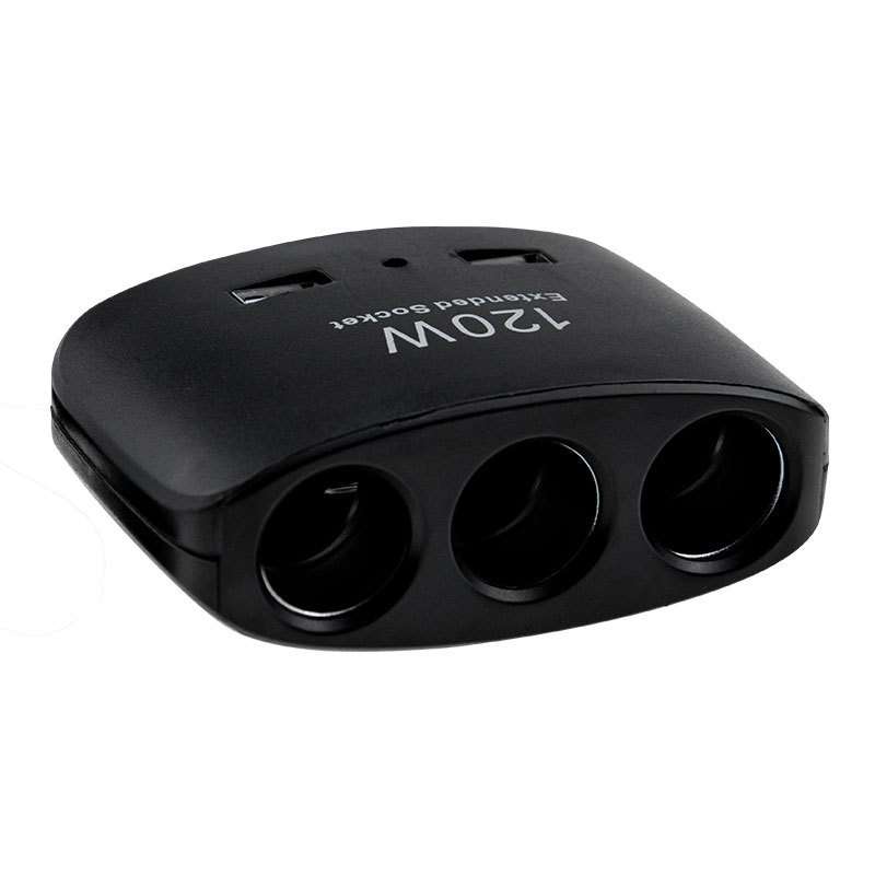 120W Car Cigarette Lighter Adapter, 3-Socket Cigarette Lighter Splitter with Dual USB Car Charger fo