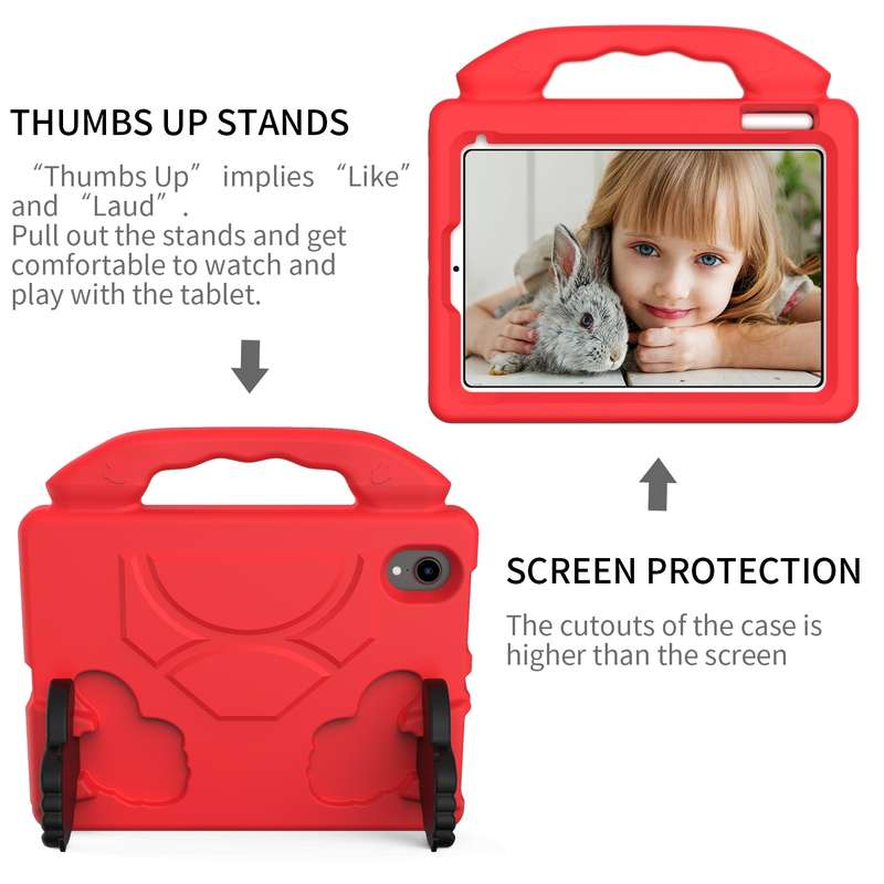 For iPad mini 6 / mini 2024 Children EVA Shockproof Tablet Case with Thumb Bracket(Black)