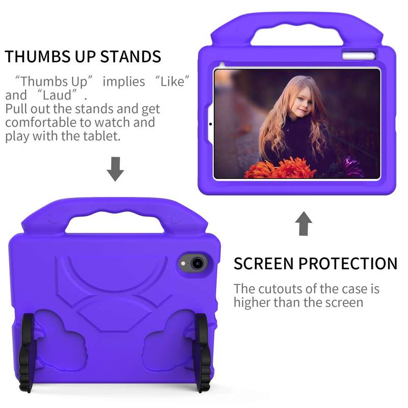 For iPad mini 6 / mini 2024 Children EVA Shockproof Tablet Case with Thumb Bracket(Black)