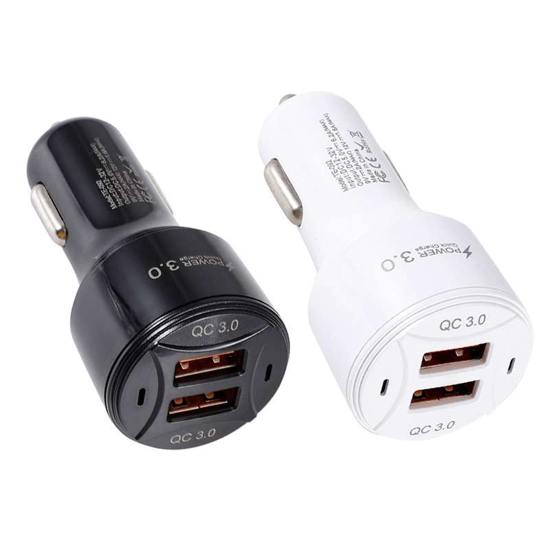TE-092 36W Dual QC3.0 USB Fast Car Charger(Black)