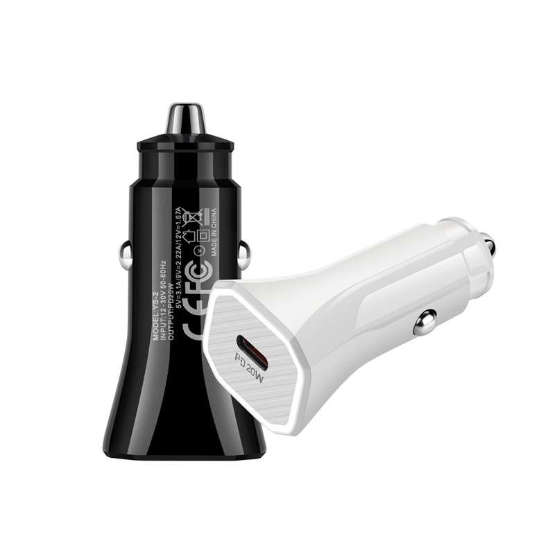 YS-2 PD 20W USB-C / Type-C Interface Car Fast Charger for iPhone Series / iPad Series(White)