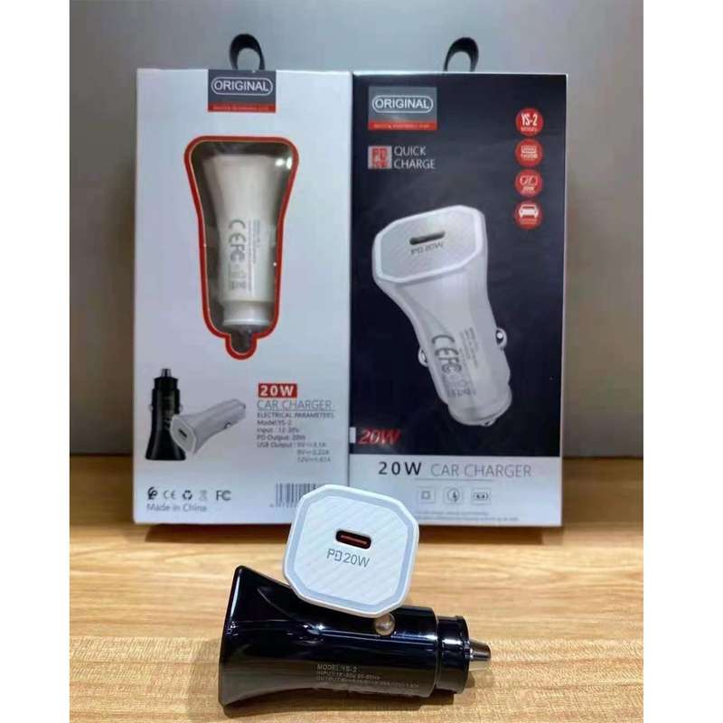 YS-2 PD 20W USB-C / Type-C Interface Car Fast Charger for iPhone Series / iPad Series(White)