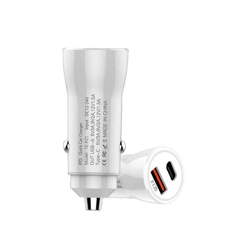 P21 PD 20W USB-C / Type-C + QC3.0 18W USB Fast Car Charger with USB-C / Type-C to 8 Pin Data Cable S