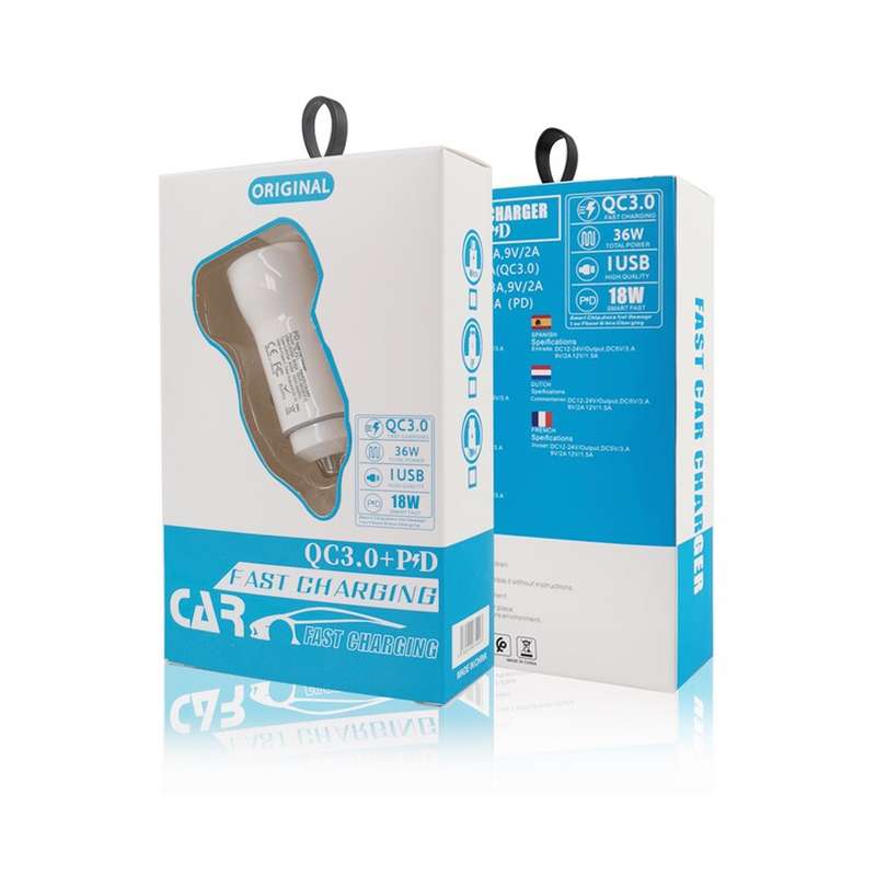 P21 PD 20W USB-C / Type-C + QC3.0 18W USB Fast Car Charger with USB-C / Type-C to 8 Pin Data Cable S