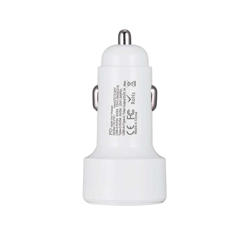 TE-P31 PD 20W USB-C / Type-C + QC3.0 18W USB Fast Car Charger(White)