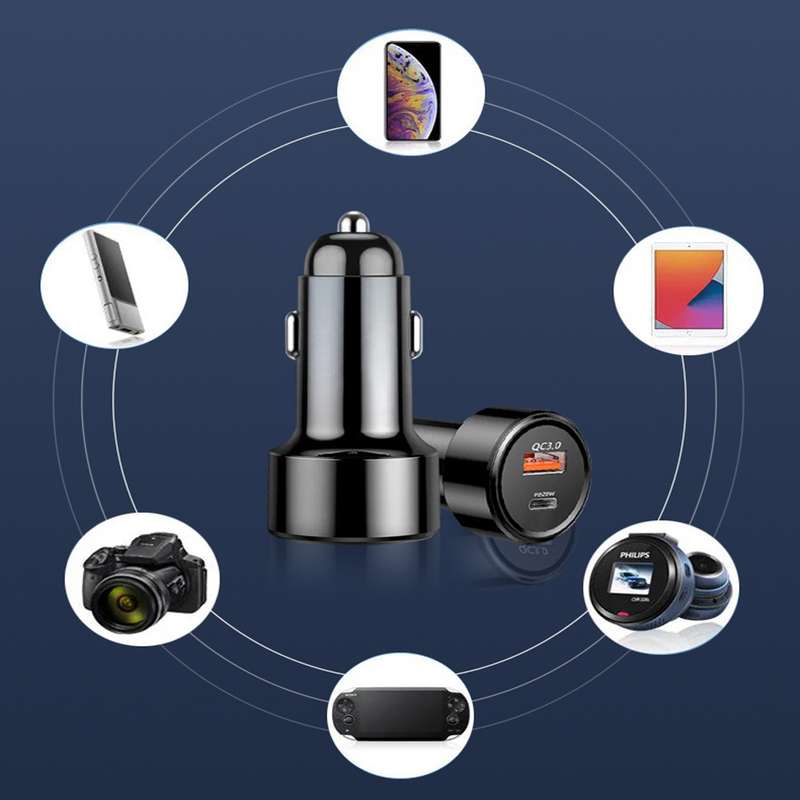 TE-P31 PD 20W USB-C / Type-C + QC3.0 18W USB Fast Car Charger(Black)