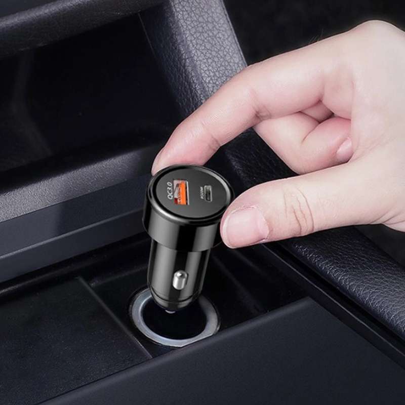 TE-P31 PD 20W USB-C / Type-C + QC3.0 18W USB Fast Car Charger(Black)