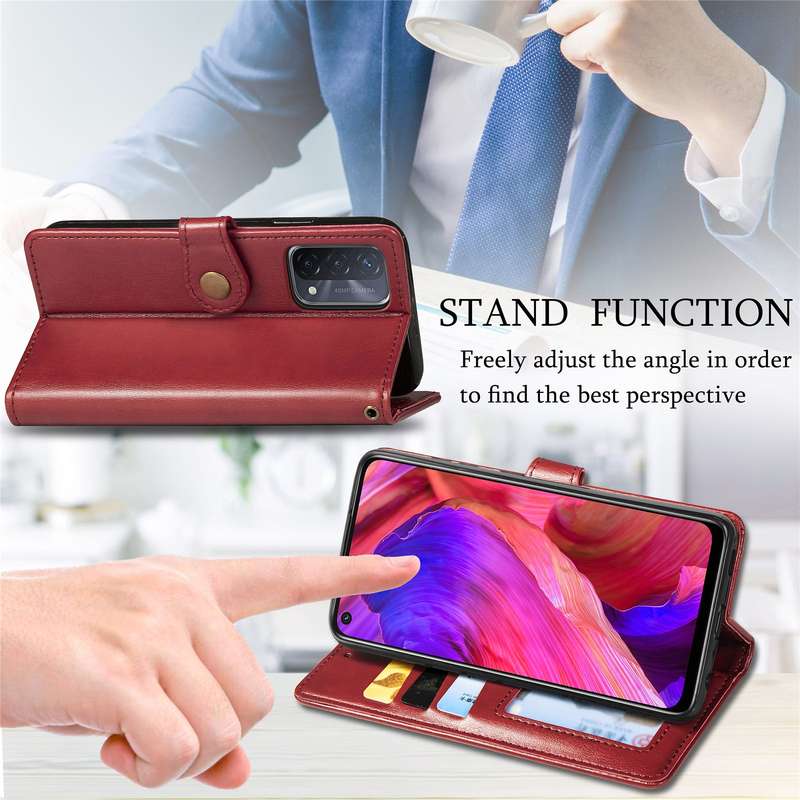 For OPPO A93 5G / A74 5G Solid Color Leather Buckle Phone Case with Lanyard & Photo Frame & Card Slo