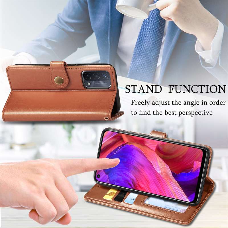For OPPO A93 5G / A74 5G Solid Color Leather Buckle Phone Case with Lanyard & Photo Frame & Card Slo