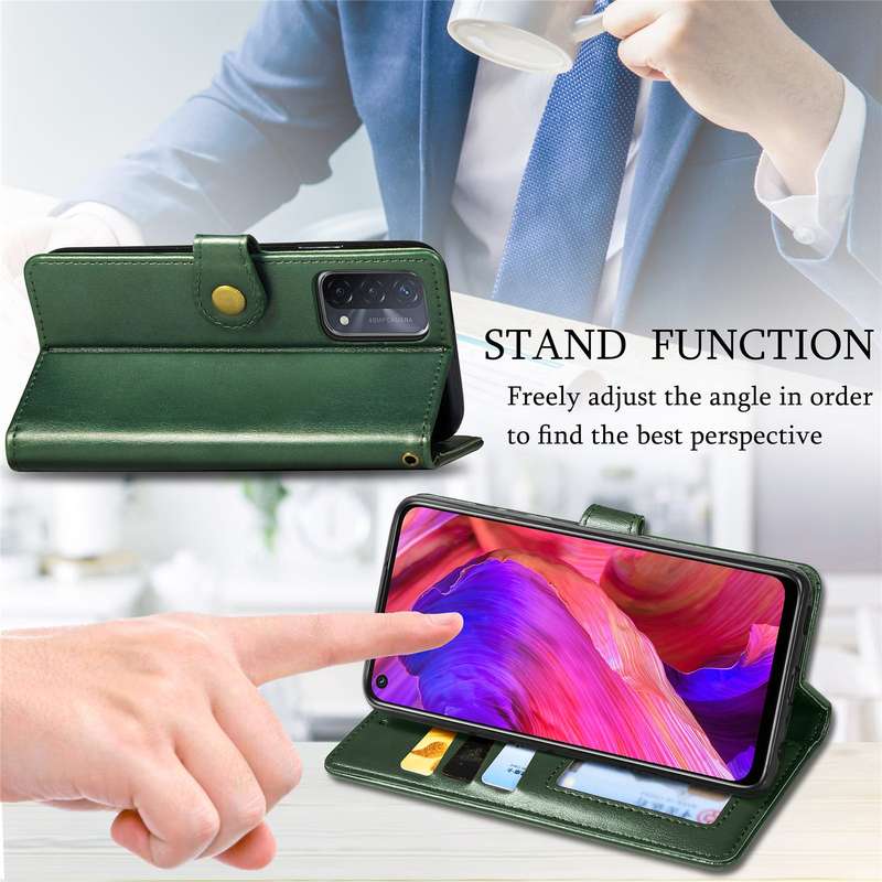 For OPPO A93 5G / A74 5G Solid Color Leather Buckle Phone Case with Lanyard & Photo Frame & Card Slo