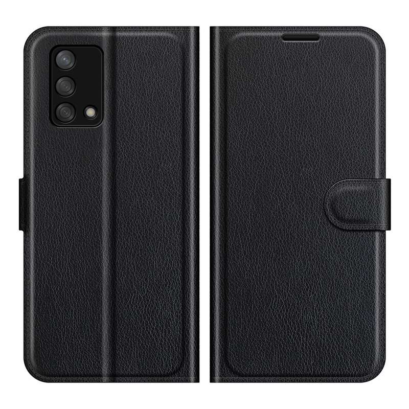 For OPPO F19 / A74 4G Litchi Texture Horizontal Flip Protective Case with Holder & Card Slots & Wall