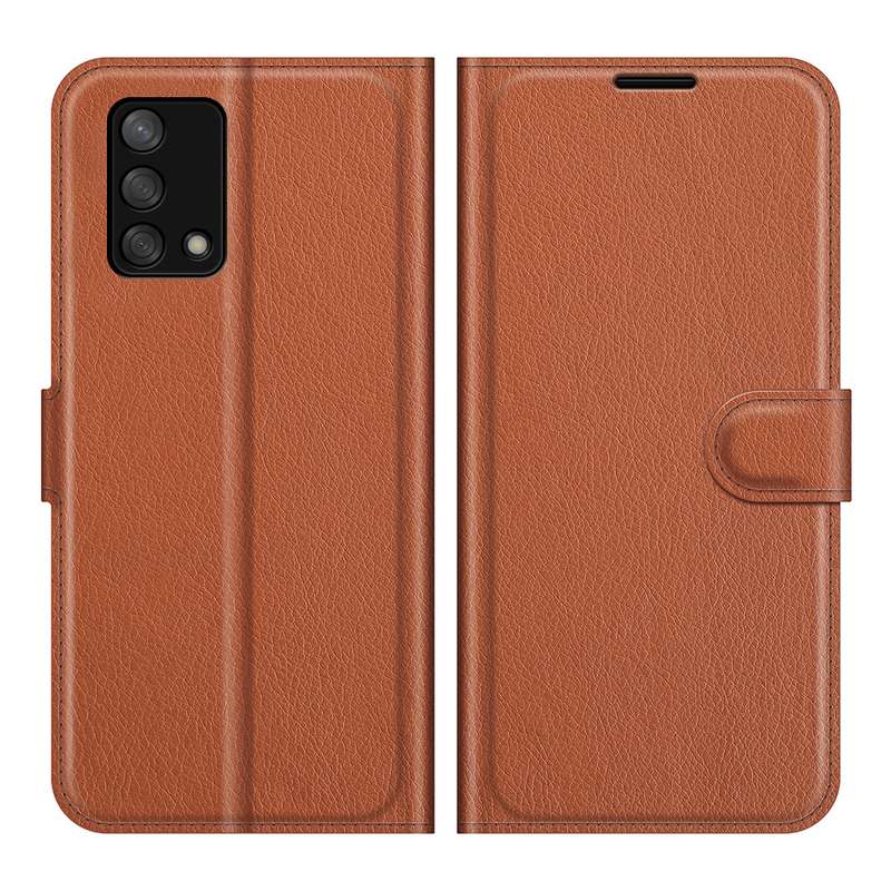 For OPPO F19 / A74 4G Litchi Texture Horizontal Flip Protective Case with Holder & Card Slots & Wall