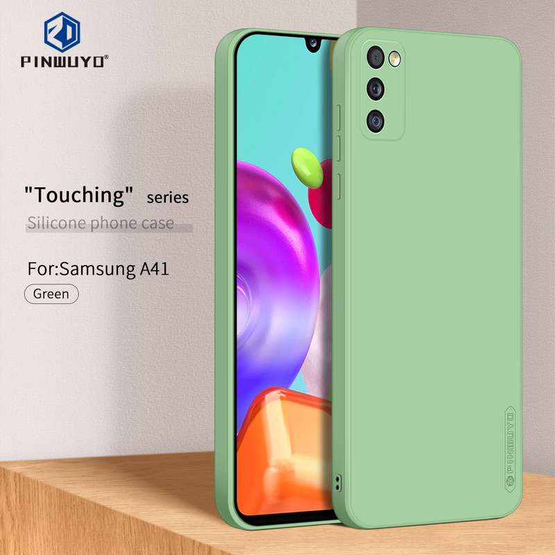 For Samsung Galaxy A41 PINWUYO Touching Series Liquid Silicone TPU Shockproof Case(Blue)