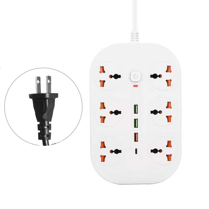 T21 PD3.0 + QC3.0 Multi Hole Row Plug 3000W High Power Socket, US Plug(Black)