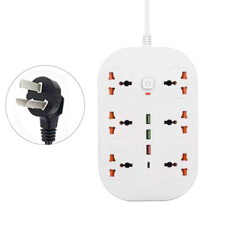 T21 PD3.0 + QC3.0 Multi-Hole Socket Plug 3000W High Power Socket, AU Plug(Black)